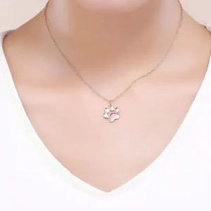 Fashionable and creative cute animal metal dog paw print necklace accessories